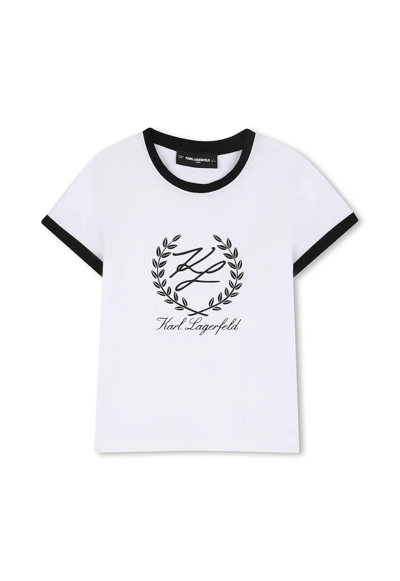 Tricou din amestec de bumbac cu logo, Negru stins, Alb optic,