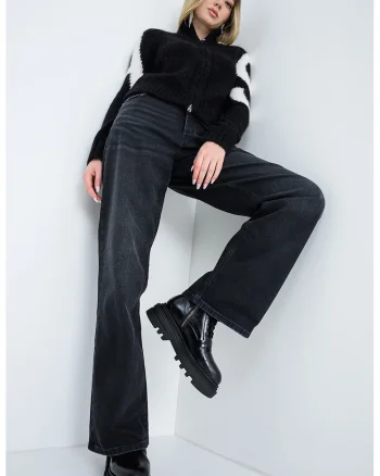 Blugi cu croiala ampla 937, Negru stins