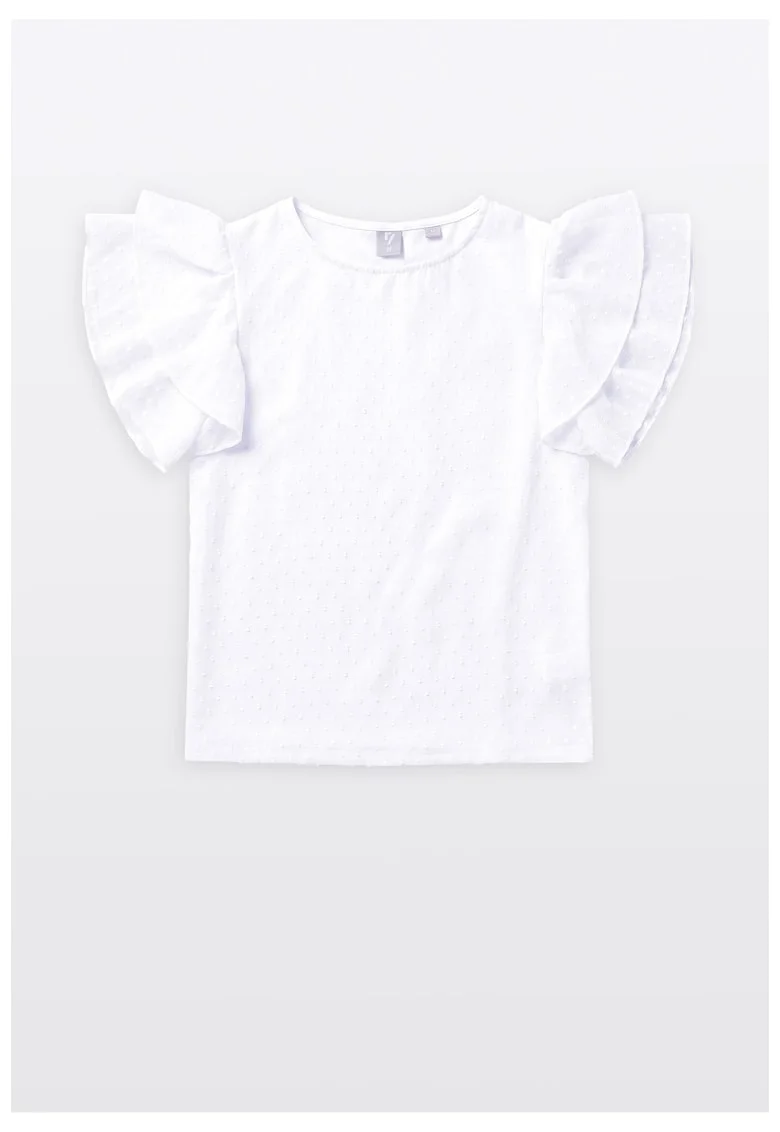 Bluza texturata cu maneci tip fluture