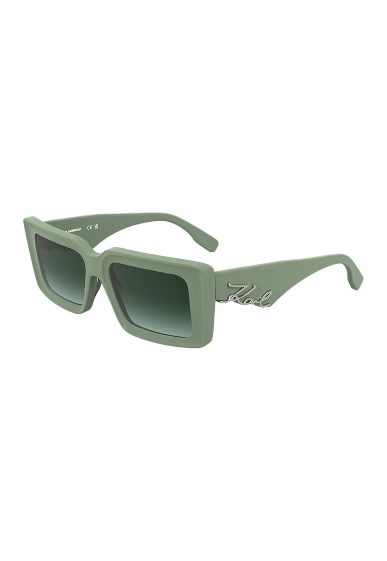 Ochelari de soare patrati cu logo, Argintiu/Verde fistic