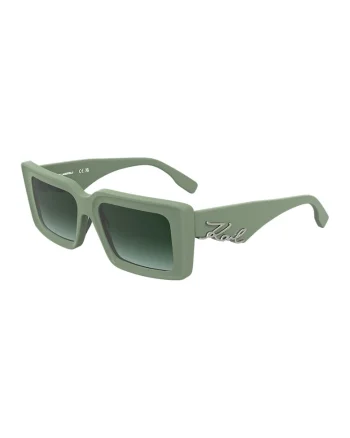 Ochelari de soare patrati cu logo, Argintiu/Verde fistic
