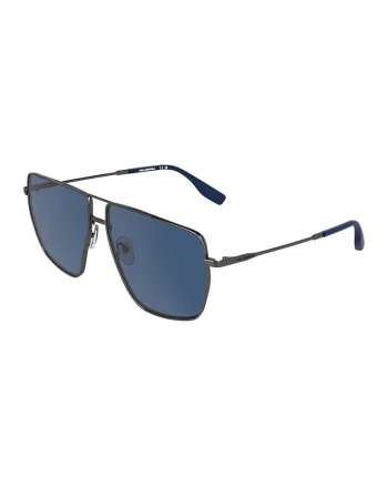 Ochelari de soare aviator cu logo discret, Albastru oceanic/Argintiu inchis
