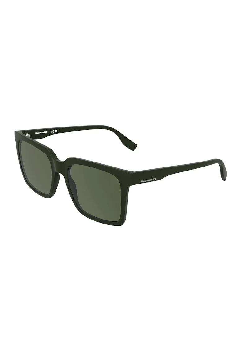 Ochelari de soare uni cu lentile patrate, Verde masliniu inchis