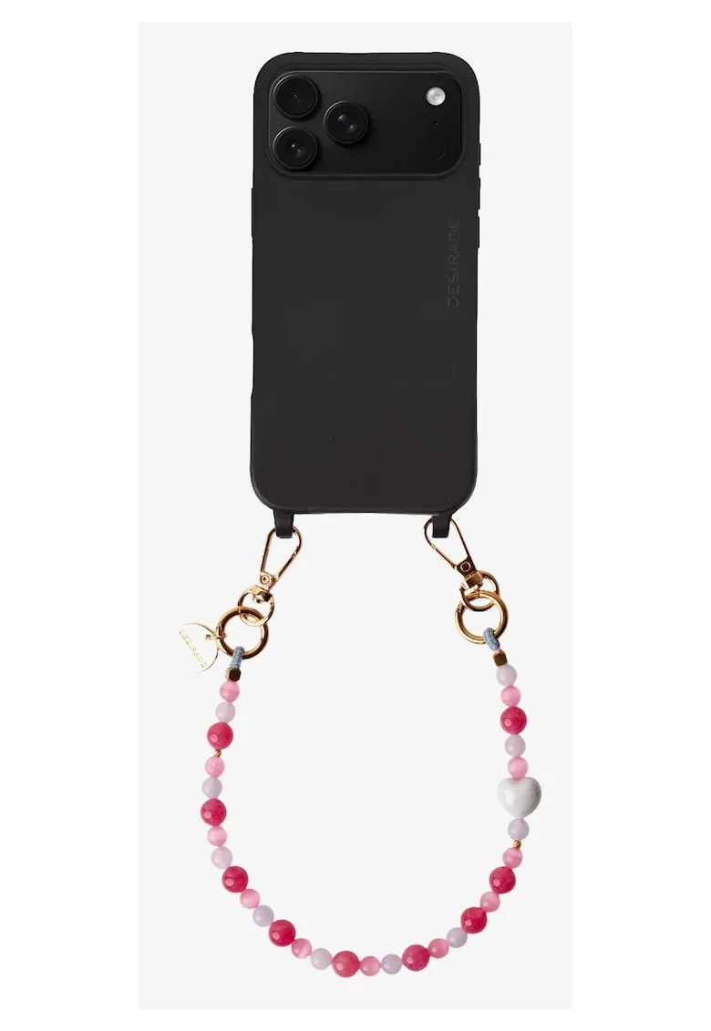 Bratara pentru telefon cu pietre naturale, Aqua Rose, 32cm