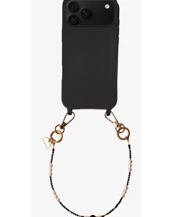 Bratara pentru telefon cu pietre naturale, Pearl Noir, 32cm