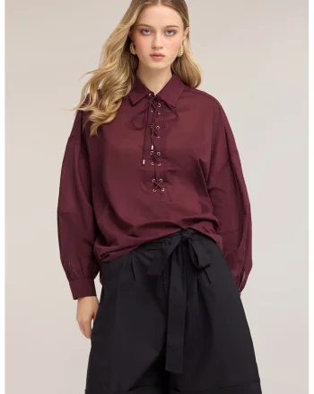 Camasa lejera cu guler clasic, Violet pruna,