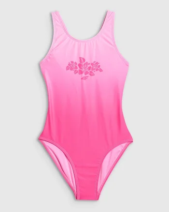 Costum de baie intreg  pentru fete, roz, cu bretele fara reglare, captuseala completa