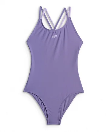 Costum de baie intreg pentru fete  violet, poliester-elastan, uscare rapida, croiala slim