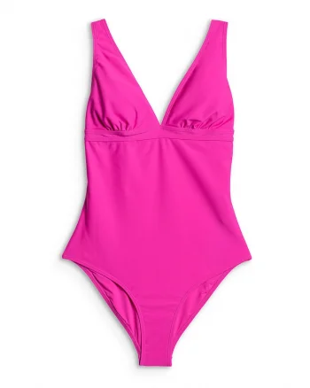 Costum de baie dintr-o singura piesa,  croiala slim, bretele reglabile, Roz