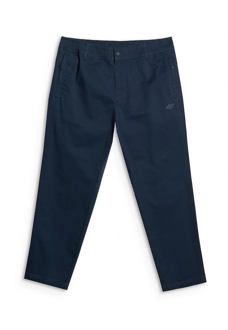 Pantaloni casual barbati  bumbac, talie medie, buzunare cu fermoar, Bleumarin