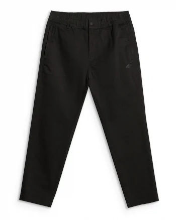Pantaloni casual barbati  bumbac, talie medie, buzunare cu fermoar, Negru