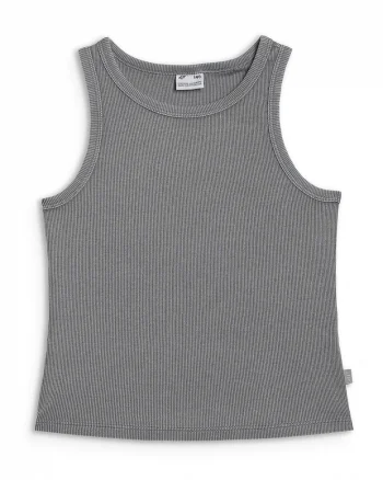 Tricou copii,  fara maneci, gri, tricot reiat
