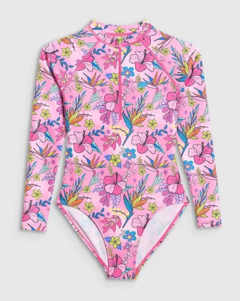 Costum de baie intreg pentru fete  multicolor, protectie UV, uscare rapida, poliester-elastan