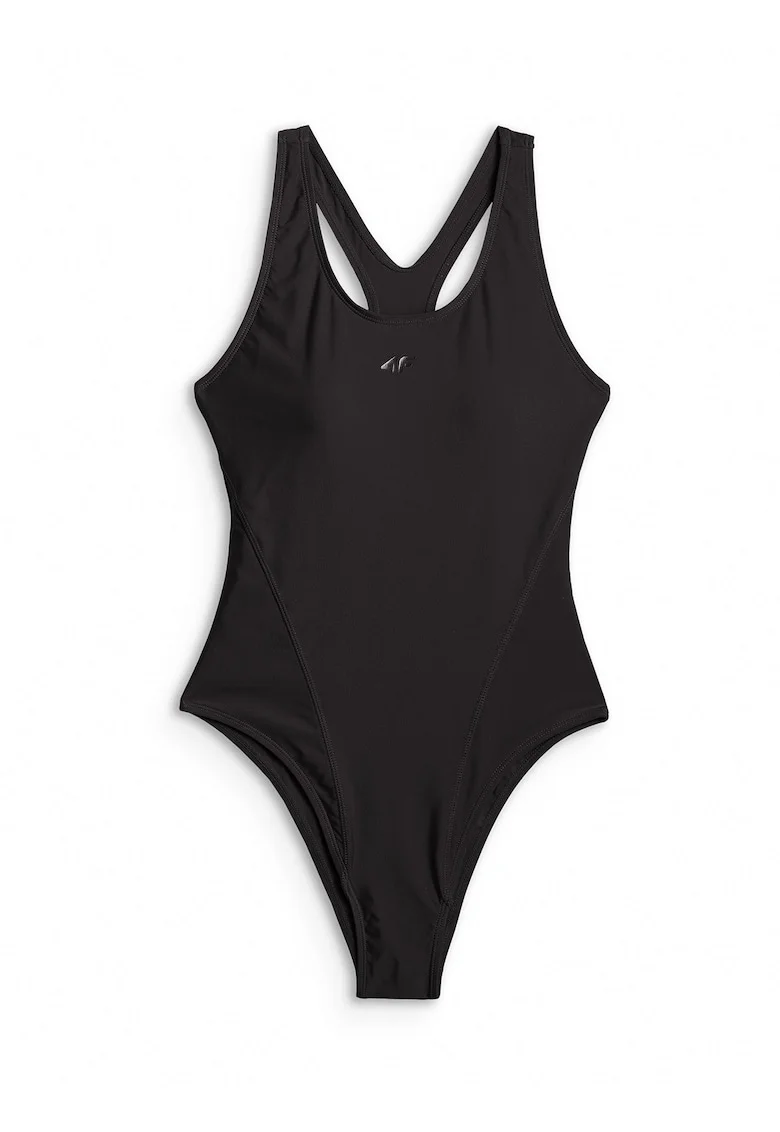 Costum de baie intreg,  croiala ajustata, uscare rapida, negru, material cu protectie impotriva clorului