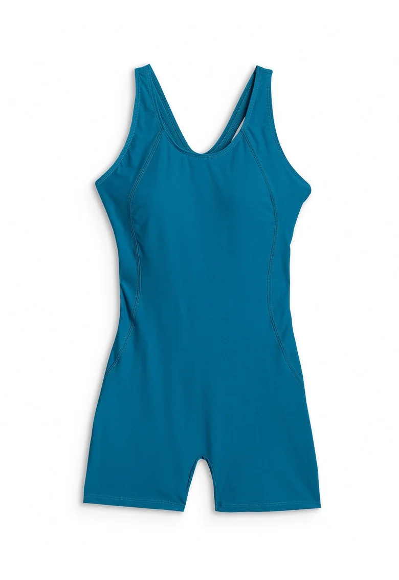 Costum de baie intreg,  croiala slim, material cu uscare rapida, Turcoaz