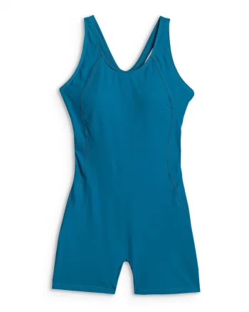 Costum de baie intreg,  croiala slim, material cu uscare rapida, Turcoaz