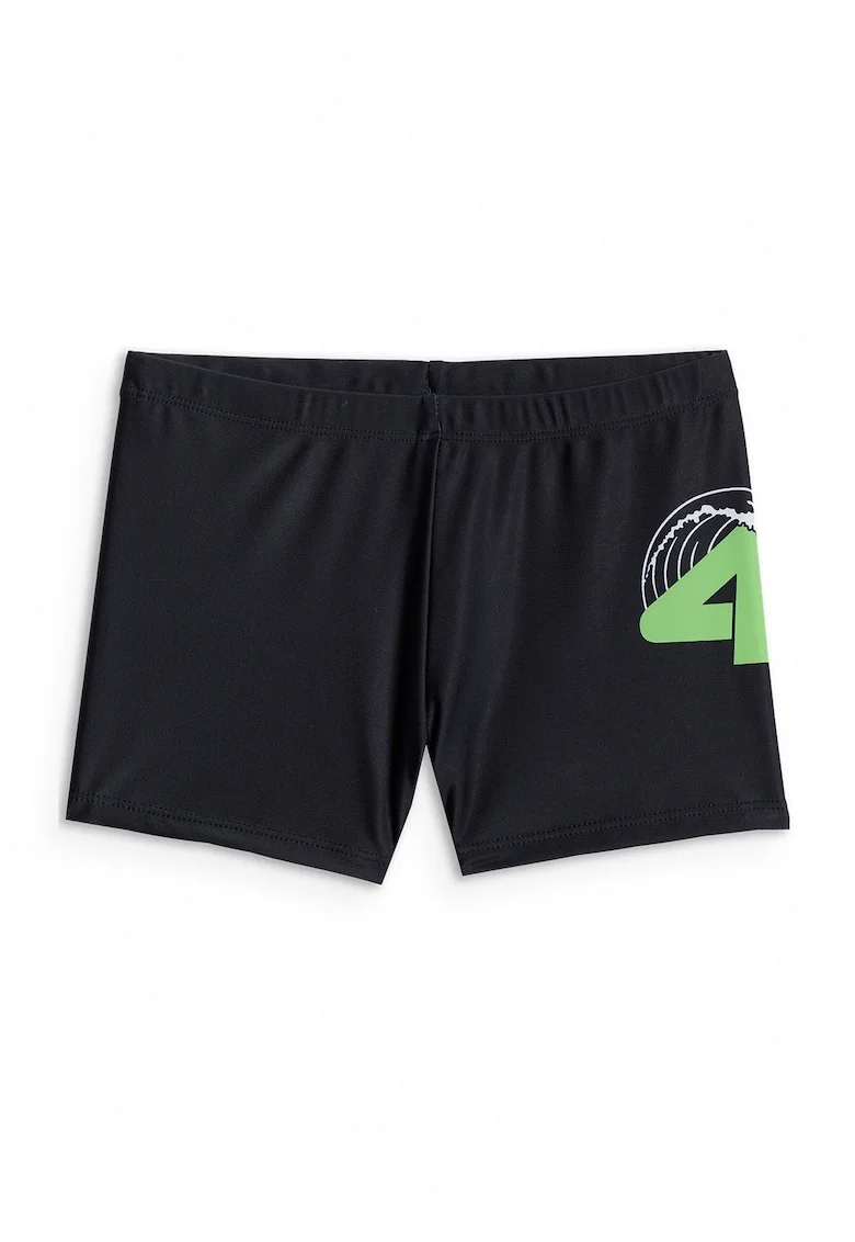 Pantaloni scurti de baie copii,  uscare rapida, negru/verde, poliester|elastan