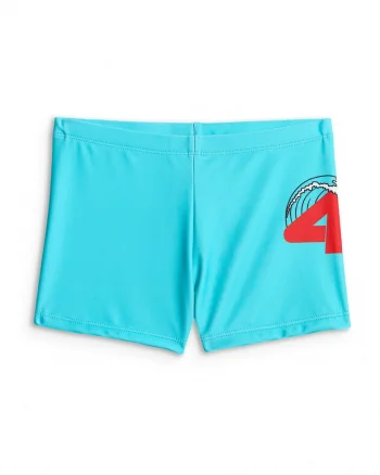 Pantaloni scurti de baie copii,  uscare rapida, ajustabil, turcoaz|rosu, poliester|elastan