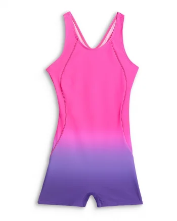Costum de baie intreg pentru fete  protectie impotriva clorului, UPF 30+, roz|mov, poliamida|elastan