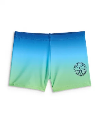 Pantaloni scurti de baie copii,  uscare rapida, ajustabil, albastru/verde, poliester|elastan
