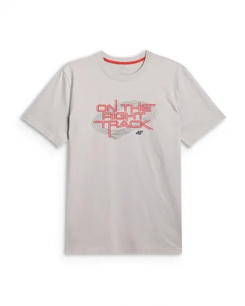 Tricou barbati  croiala regular, decolteu rotund, bumbac, gri,