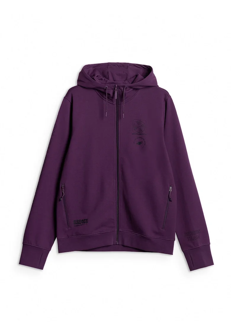Hanorac barbat  ciclism MTB, tricot durabil, gluga reglabila, imprimeuri dinamice, mov,