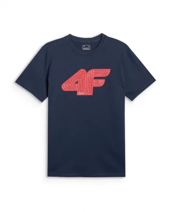 Tricou barbati  regular imprimeu, bleumarin, bumbac