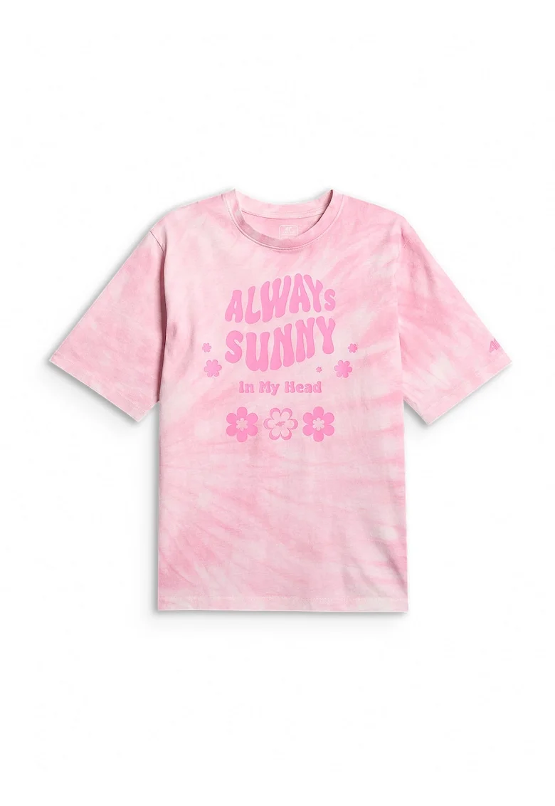 Tricou copii,  lejer, imprimeu tie-dye, roz, bumbac