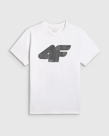 Tricou  regular cu imprimeu barbati - alb M,
