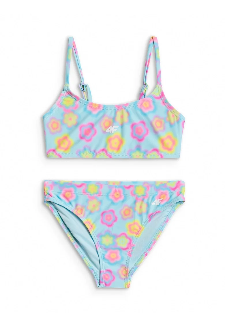 Costum de baie pentru fete  doua piese, multicolor, uscare rapida, bretele reglabile, poliester|elastan