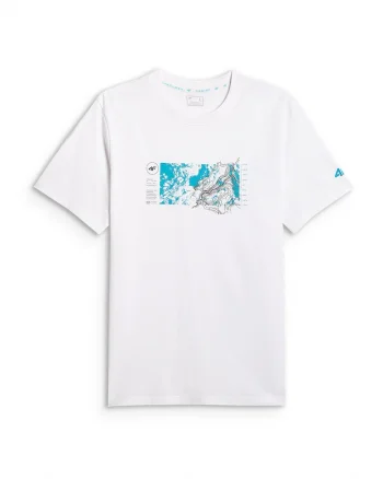 Tricou barbati,  regular, imprimeu, alb, bumbac
