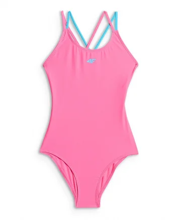 Costum de baie intreg pentru fete  roz/albastru, uscare rapida, croiala slim, poliester-elastan