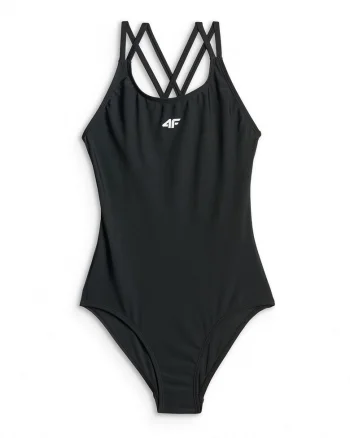 Costum de baie intreg pentru fete  negru, material cu uscare rapida, croiala slim