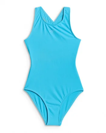 Costum de baie intreg pentru fete  albastru, uscare rapida, bretele incrucisate, poliester|elastan