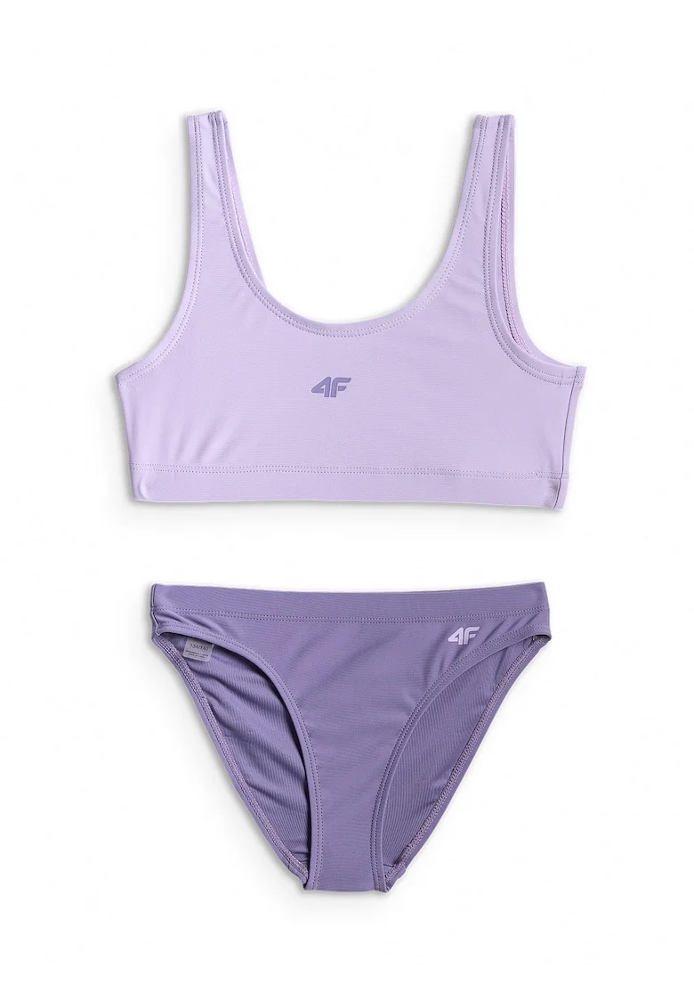 Costum de baie pentru fete  doua piese, violet, poliester-elastan, uscare rapida, bretele groase
