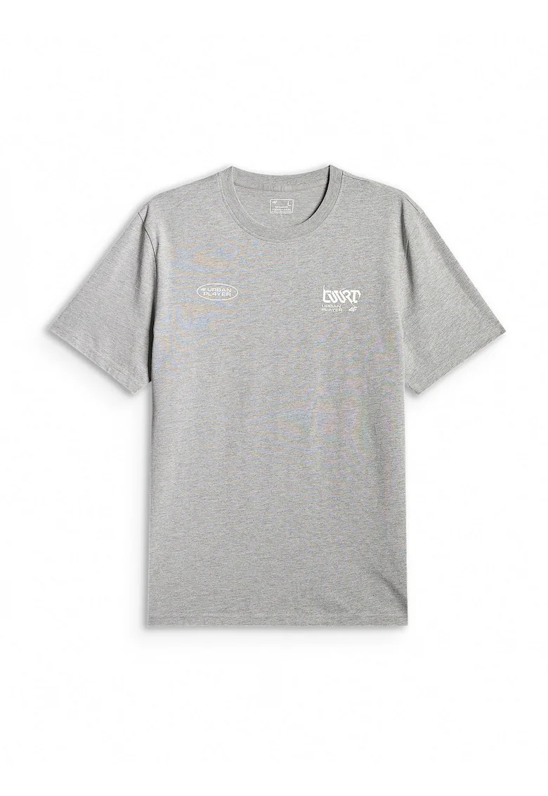 Tricou barbati  regular, gri, bumbac, croiala lejera