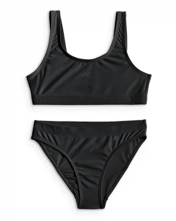 Costum de baie pentru fete  doua piese, negru, bretele groase, uscare rapida