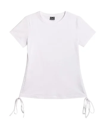 Tricou dama  croiala ajustata, decolteu rotund, bumbac gros, alb
