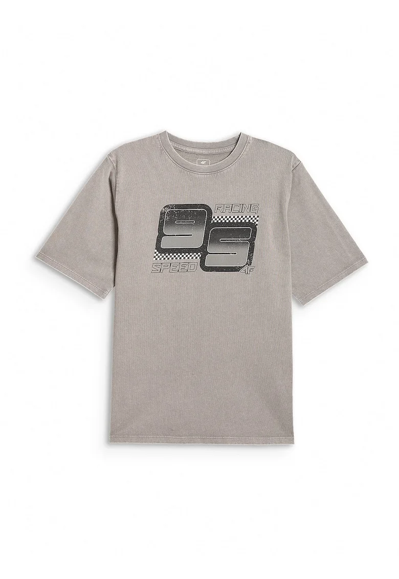 Tricou copii,  larg, acid wash, gri, bumbac