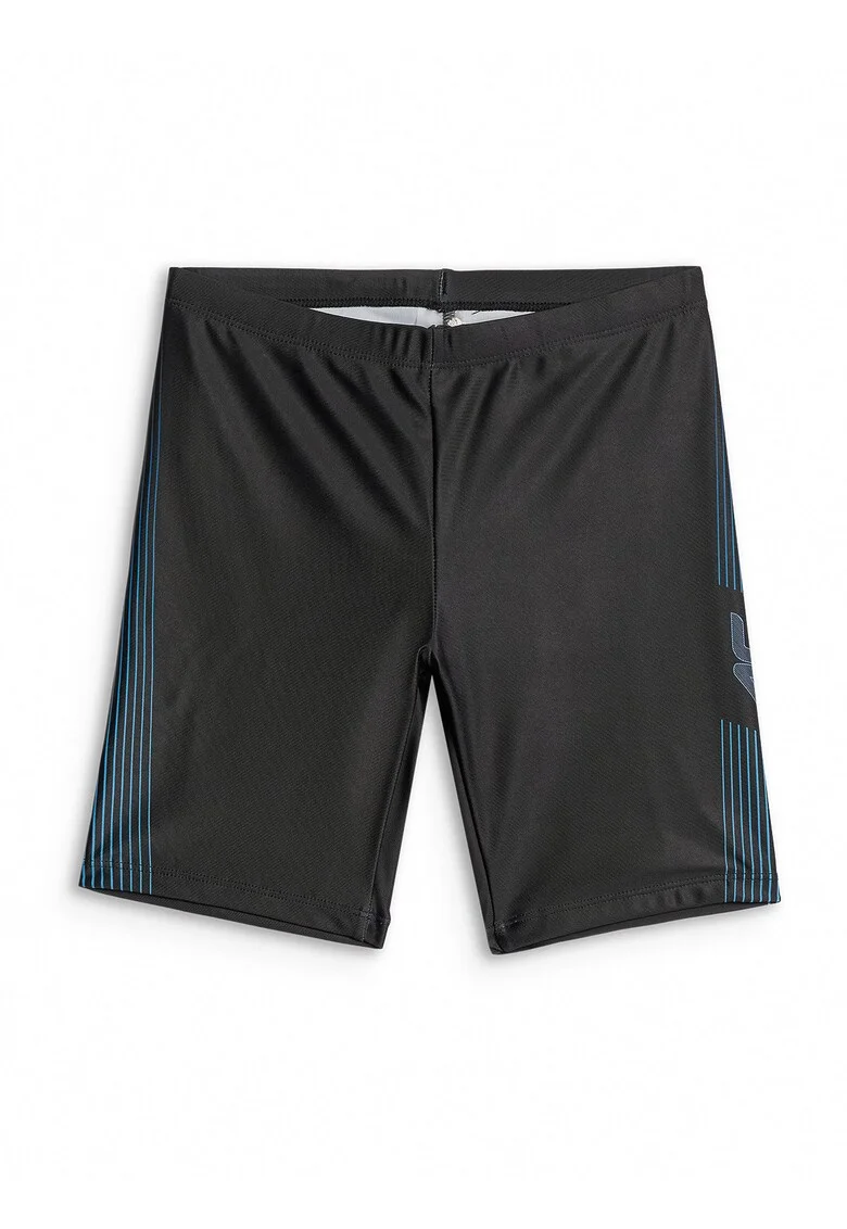 Pantaloni scurti de baie copii,  uscare rapida, ajustare talie, negru/albastru, poliester|elastan