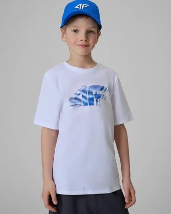 Tricou copii,  regular, imprimeu sportiv, alb, bumbac