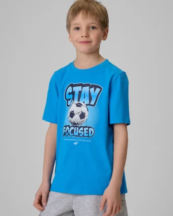 Tricou copii,  regular, imprimeu sportiv, albastru, bumbac