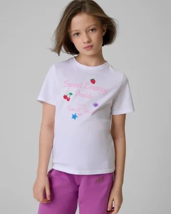 Tricou fete,  regular, alb, bumbac