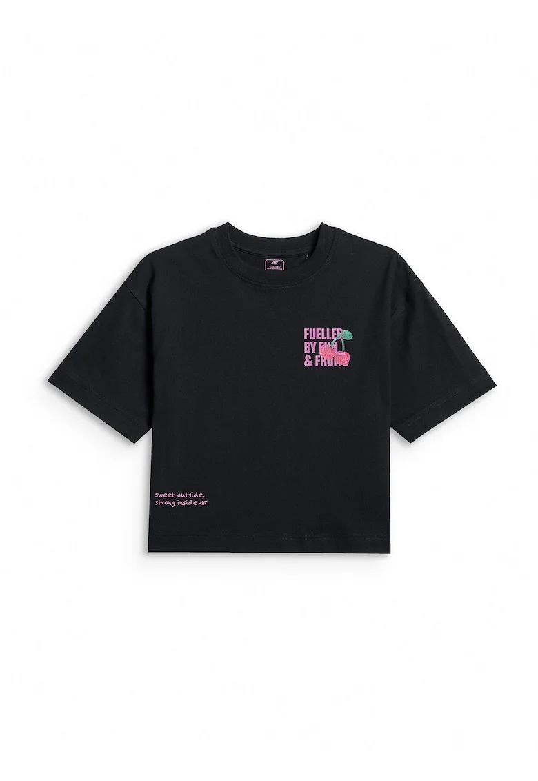 Tricou copii,  bumbac, croiala lejera, negru