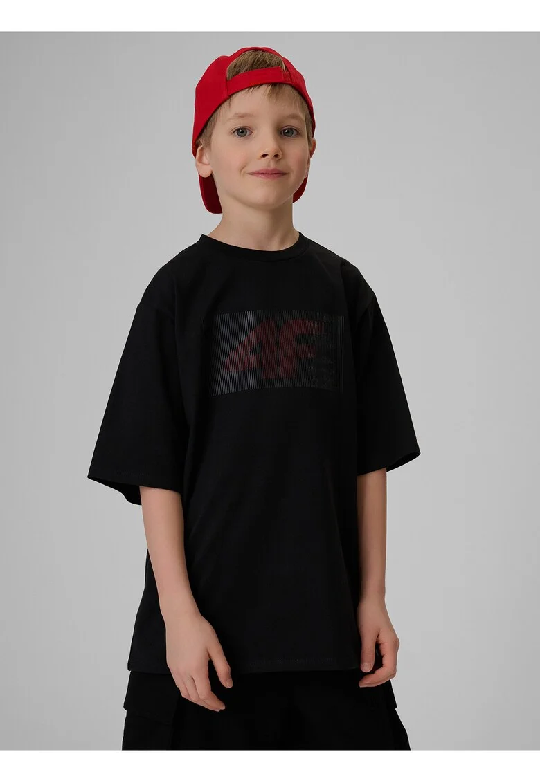 Tricou  imprimeu bumbac, Negru