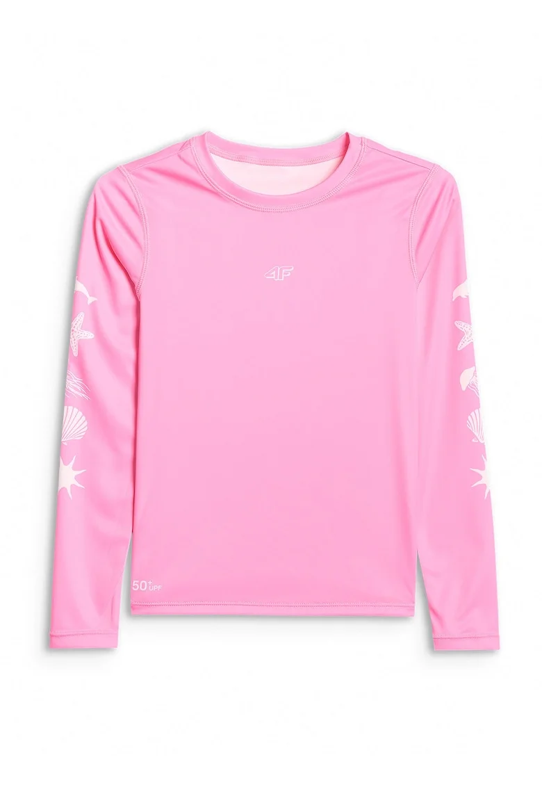 Bluza de inot pentru fete  UPF 50+, uscare rapida, imprimeu, roz, poliester
