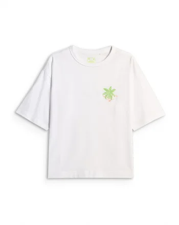 Tricou dama  boxy, bumbac, lejeritate, alb