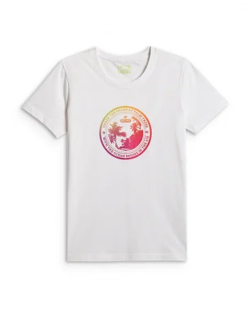 Tricou dama  regular, alb, bumbac, croiala lejera