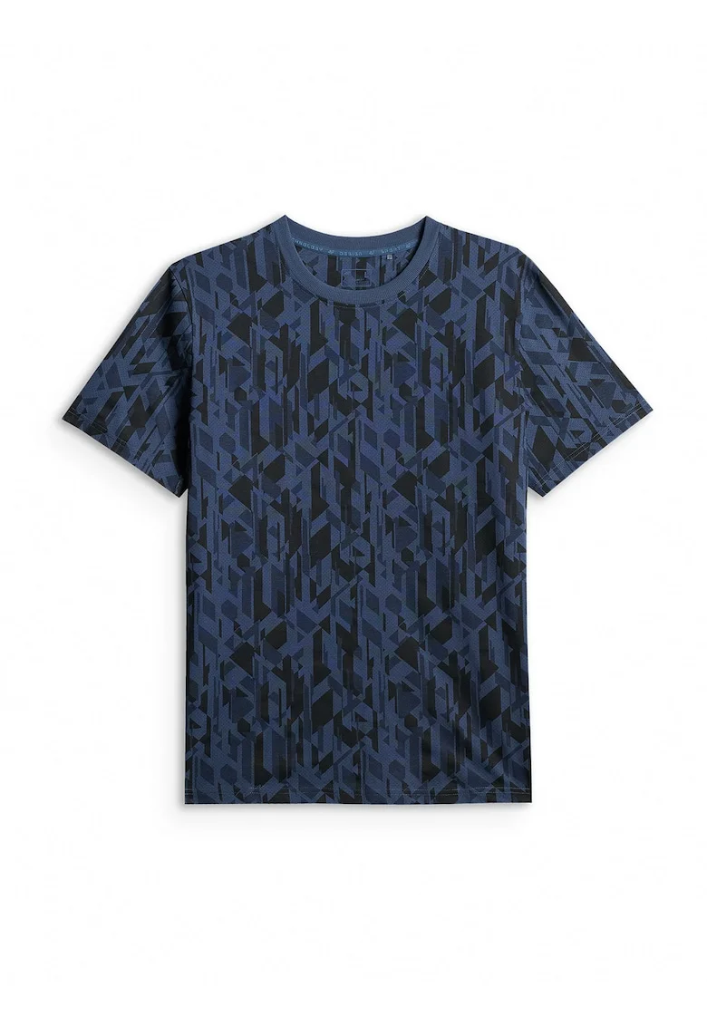 Tricou barbati  regular, imprimeu, bleumarin, bumbac,