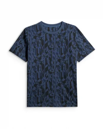 Tricou barbati  regular, imprimeu, bleumarin, bumbac,
